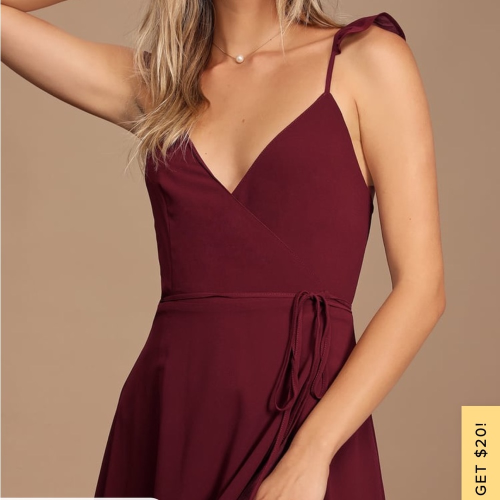 💗SOLD💗 Here's to Us Burgundy High-Low Wrap Dress, red wine maroon small